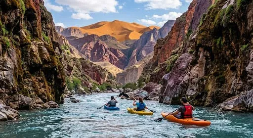 Kayak sur un plan d’eau au Maroc